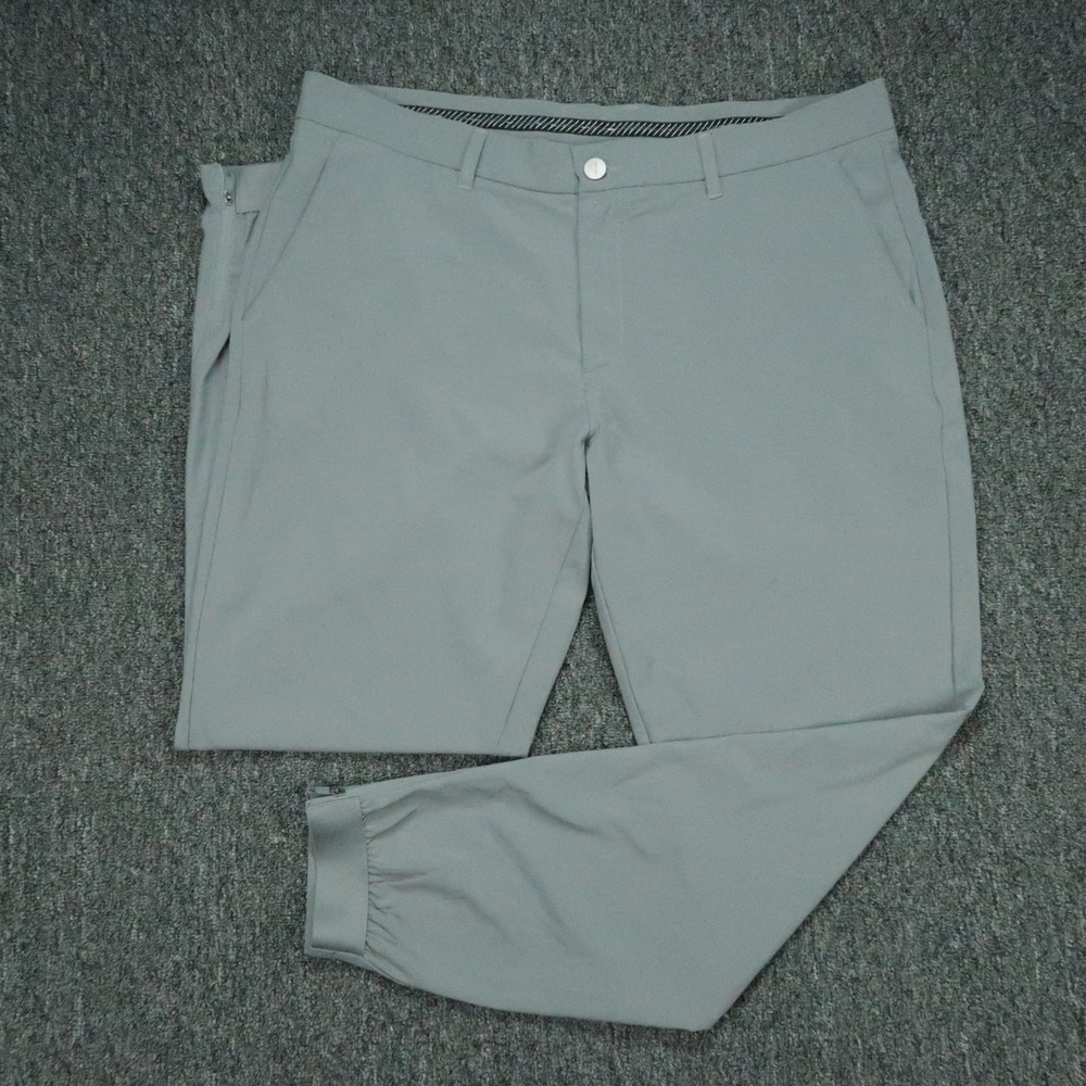 Primo Golf Pants Mens 38x30 Gray Tapered Cuffed Stretch Trouser Ankle Zip
